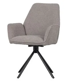 WOOOD Exclusive Amber Draai Eetkamerstoel - Bouclé - Grijs - Set V 2