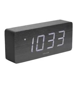 Karlsson Wekker Tube - Zwart Fineer, Wit LED - 21x9x4,5cm