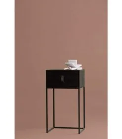 WOOOD Zola Nachtkastje Met Lade - Grenen Geborsteld - Zwart - 74x40x35 -Meubilair Geschäft fef74cc8e387461d87cc6f254c6ae9d3