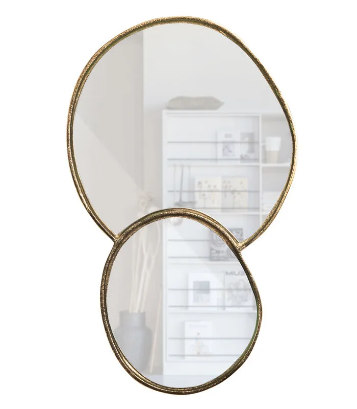 WOOOD Exclusive Shay Dubbele Spiegel - Aluminium - Goud - 28x45x1 3 WOOOD Exclusive Shay Dubbele Spiegel - Aluminium - Goud - 28x45x1